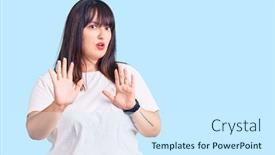  Presentation with forbidden - Beautiful PPT theme featuring young-plus-size-woman-wearing backdrop and a cool aqua colored foreground