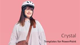  Presentation with leather bag - Colorful PPT theme enhanced with young-plus-size-woman-wearing backdrop and a lemonade colored foreground