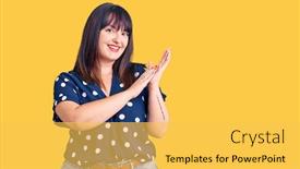  Presentation with joyful - Slide set featuring young-plus-size-woman-wearing background and a yellow colored foreground