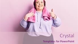  Presentation with sportswear - Cool new PPT theme with young-plus-size-woman-wearing backdrop and a lemonade colored foreground