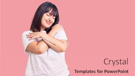  Presentation with self care - Audience pleasing slide set consisting of young-plus-size-woman-wearing backdrop and a coral colored foreground