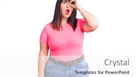  Presentation with eye - Slide deck having young-plus-size-woman-wearing background and a white colored foreground