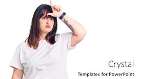  Presentation with casual young people - Amazing PPT layouts having young-plus-size-woman-wearing backdrop and a white colored foreground