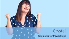  Presentation with winner - Colorful PPT theme enhanced with young-plus-size-woman-wearing backdrop and a light blue colored foreground