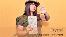  Presentation with explorer - Audience pleasing slides consisting of young-plus-size-woman-wearing backdrop and a coral colored foreground