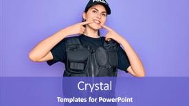  Presentation with health security - Slide set featuring young-police-woman-wearing-security background and a cobalt blue colored foreground