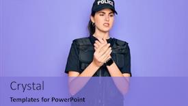  Presentation with inflammation - Presentation design having young-police-woman-wearing-security background and a light blue colored foreground