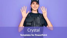  Presentation with police police - Presentation theme having young-police-woman-wearing-security background and a cobalt blue colored foreground