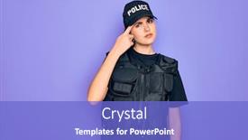  Presentation with acne woman - Audience pleasing theme consisting of young-police-woman-wearing-security backdrop and a cobalt blue colored foreground