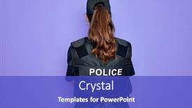  Presentation with police - Cool new presentation theme with young-police-woman-wearing-security backdrop and a cobalt blue colored foreground