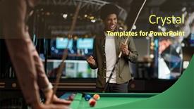  Presentation with successful - Presentation design featuring young-pool-player-rejoice-successful background and a tawny brown colored foreground