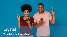  Presentation with cupcakes - Presentation theme having young-positive-african-couple-making background and a teal colored foreground
