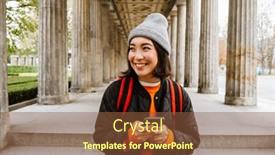  Presentation with city street - Presentation design having young-positive-asian-woman background and a  colored foreground