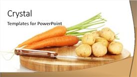  Presentation with carrots - Beautiful PPT theme featuring young potatoes and carrots on a cutting board with knife isolated on white backdrop and a white colored foreground