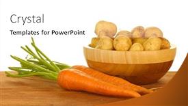  Presentation with carrots - Colorful slide deck enhanced with young-potatoes-in-a-wooden backdrop and a white colored foreground