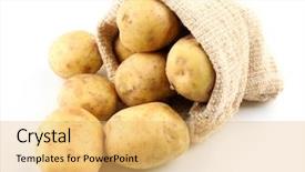  Presentation with bag - Amazing presentation having young potatoes in sackcloth bag backdrop and a yellow colored foreground