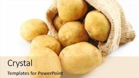  Presentation with bag - PPT theme enhanced with young potatoes in sackcloth bag background and a yellow colored foreground