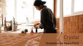  Presentation with clay - Slides with young-potter-woman-sculpting background and a red colored foreground