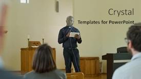  Presentation with sermon - Slide set featuring young-preacher-in-smart-casualwear background and a mint green colored foreground