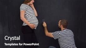  Presentation with pregnant cartoon - Cool new slide deck with young pregnant couple accounts week backdrop and a  colored foreground