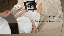  Presentation with ultrasound - Cool new slides with young pregnant couple looking backdrop and a mint green colored foreground