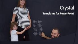  Presentation with pregnant - Cool new slide deck with young pregnant couple with cute backdrop and a dark gray colored foreground