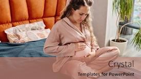  Presentation with pregnant woman - Slides having young-pregnant-cross-legged-woman background and a  colored foreground