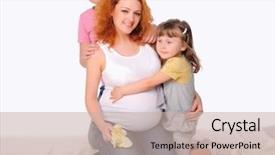  Presentation with pregnant mother - PPT theme with young pregnant mother and her background and a soft green colored foreground