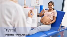  Presentation with upset - PPT theme enhanced with young-pregnant-woman-at-physiotherapist background and a  colored foreground