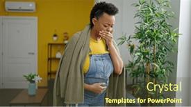  Presentation with pregnant woman cleaning - Presentation design having young-pregnant-woman-being-sick background and a tawny brown colored foreground
