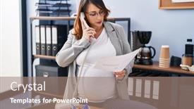  Presentation with pregnant woman - Presentation having young-pregnant-woman-business-worker background and a coral colored foreground