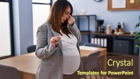  Presentation with stressed - Presentation theme consisting of young-pregnant-woman-business-worker background and a tawny brown colored foreground