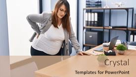  Presentation with backache - PPT layouts having young-pregnant-woman-business-worker background and a coral colored foreground