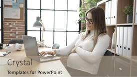  Presentation with pregnant woman - Theme consisting of young-pregnant-woman-business-worker background and a mint green colored foreground