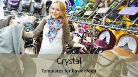  Presentation with pregnant woman - PPT theme having young pregnant woman choosing baby background and a coral colored foreground