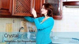  Presentation with free cooking - Presentation theme featuring young pregnant woman cooking meals background and a  colored foreground