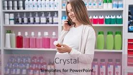  Presentation with pharmacy - Presentation with young-pregnant-woman-customer-talking background and a coral colored foreground