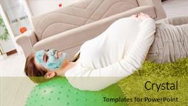  Presentation with pregnant woman - Amazing theme having young pregnant woman doing exercises backdrop and a  colored foreground