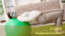  Presentation with pregnant woman cleaning - Presentation consisting of young pregnant woman doing exercises background and a  colored foreground