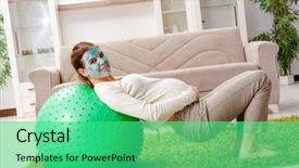  Presentation with pregnant woman in hospital - Cool new PPT theme with young pregnant woman doing exercises backdrop and a  colored foreground