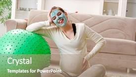  Presentation with pregnant woman in hospital - Amazing presentation design having young pregnant woman doing exercises backdrop and a  colored foreground