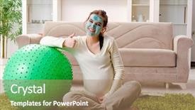  Presentation with gym ball - Cool new theme with young pregnant woman doing exercises backdrop and a  colored foreground