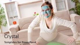  Presentation with pregnant woman - Amazing slide deck having young pregnant woman doing exercises backdrop and a  colored foreground
