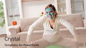  Presentation with pregnant woman - PPT theme enhanced with young pregnant woman doing exercises background and a  colored foreground