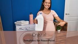  Presentation with laundry detergent - Theme enhanced with young-pregnant-woman-doing-laundry background and a coral colored foreground