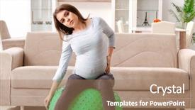  Presentation with pregnant woman in hospital - Audience pleasing PPT theme consisting of young pregnant woman doing sport backdrop and a coral colored foreground