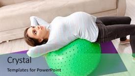  Presentation with medicine pregnant woman - Theme featuring young pregnant woman doing sport background and a seafoam green colored foreground