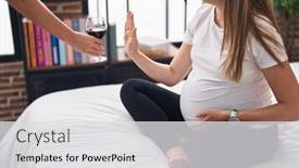  Presentation with pregnant woman - Presentation design consisting of young-pregnant-woman-doing-stop background and a light gray colored foreground