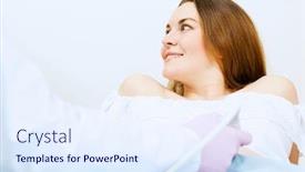  Presentation with ultrasound - Colorful PPT layouts enhanced with young pregnant woman examined by doctor at ultrasound check backdrop and a sky blue colored foreground