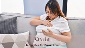  Presentation with breast - Presentation having young-pregnant-woman-examining-breast background and a coral colored foreground